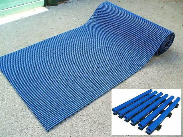 Swimming pool mat installation around a pool area
